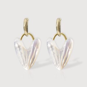 Iridescent Heart Dangle Hoop Earrings