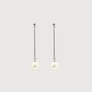 Pearl Drop Sterling Silver Chain Earrings