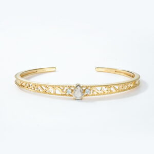 Labradorite Openwork Gold-Plated Sterling Silver Bangle