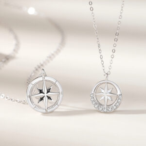 Octagram Compass Cross Sterling Silver Necklace