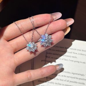 Sunflower Moissanite Sterling Silver Necklace