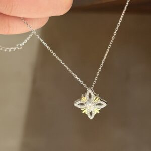 Four-Leaf Clover Moissanite Gold-Plated Sterling Silver Necklace